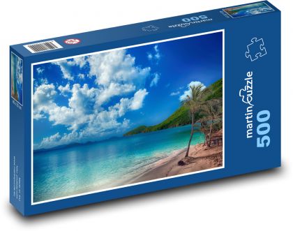 Piesočná pláž - more, palmy - Puzzle 500 dielikov, rozmer 46x30 cm 