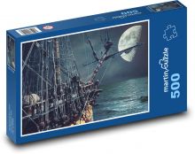 Měsíc nad mořem - loď, oceán Puzzle 500 - 46x30 cm