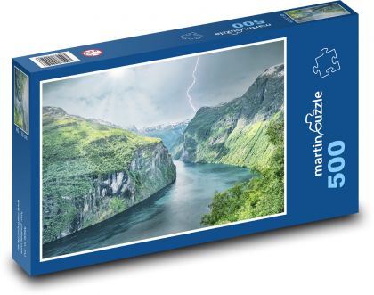 Řeka mezi horami - skály, příroda - Puzzle 500 dílků, rozměr 46x30 cm