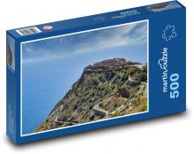 Droga na wzgórzu - morze, drzewa Puzzle 500 elementów - 46x30 cm