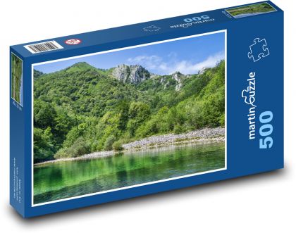 Jezioro w lesie - drzewa, przyroda - Puzzle 500 elementów, rozmiar 46x30 cm