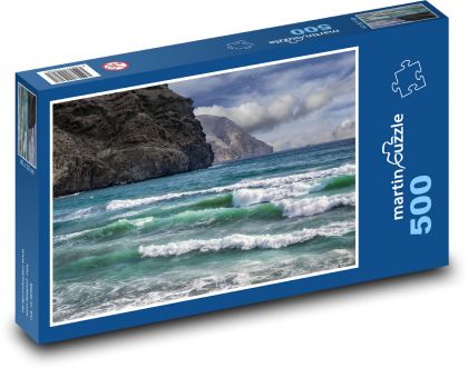 Vlny na pláži - moře, skály - Puzzle 500 dílků, rozměr 46x30 cm