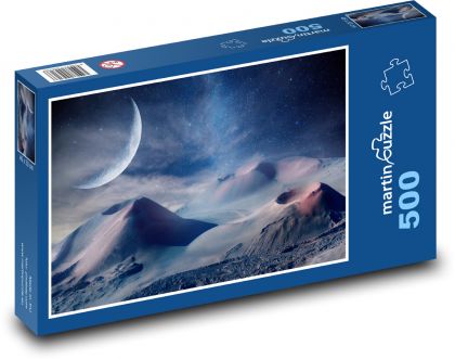 Vyhaslé sopky - měsíc, hvězdy - Puzzle 500 dílků, rozměr 46x30 cm