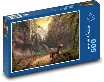 Dinozaury - krajobraz, przyroda - Puzzle 500 elementów, rozmiar 46x30 cm