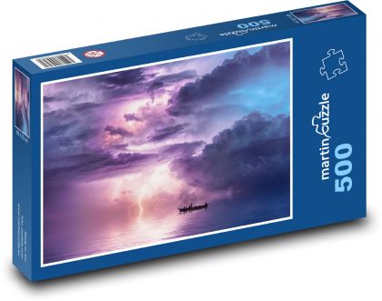 Búrka nad morom - fantázia, rybár - Puzzle 500 dielikov, rozmer 46x30 cm 