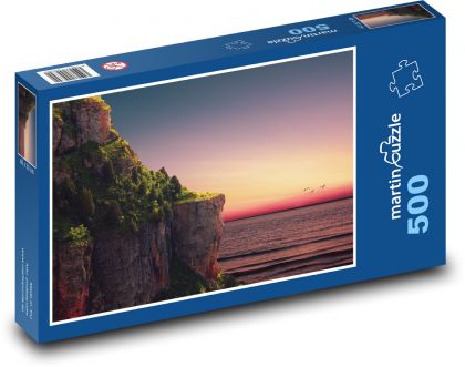 Klif - zachód słońca, morze - Puzzle 500 elementów, rozmiar 46x30 cm