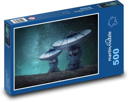 Radio telescopes - antennas, stars - Puzzle of 500 pieces, size 46x30 cm 
