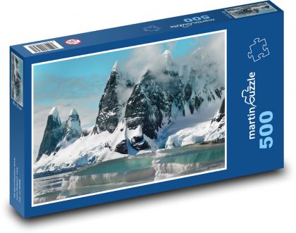 Mountains under snow - winter landscape, ice - Puzzle of 500 pieces, size 46x30 cm 