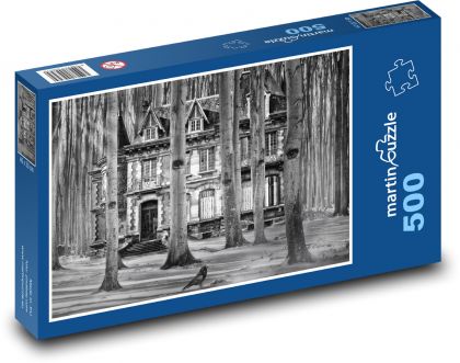 Dům v lese - stromy, vrána - puzzle 500 dílků