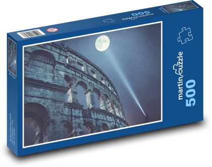 Koloseum w świetle księżyca - noc, gwiazdy - Puzzle 500 elementów, rozmiar 46x30 cm