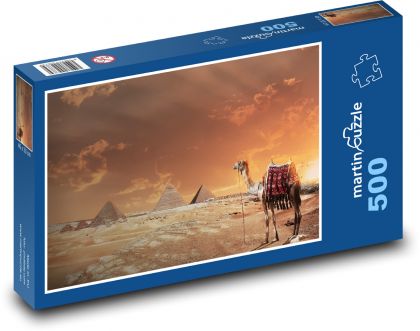 Kamel in der Wüste - Savanne, Pyramiden - Puzzle - 500 Teile