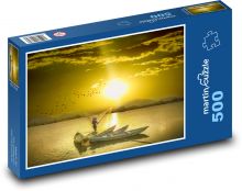 Rybář na moři - slunce, lodě Puzzle 500 - 46x30 cm