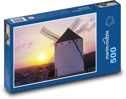 Mühle - Sonnenuntergang, Natur - Puzzle - 500 Teile