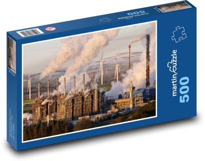 Továrna, komíny, průmysl - Puzzle 500 dílků, rozměr 46x30 cm