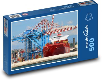 Nákladní loď, přístav - Puzzle 500 dílků, rozměr 46x30 cm