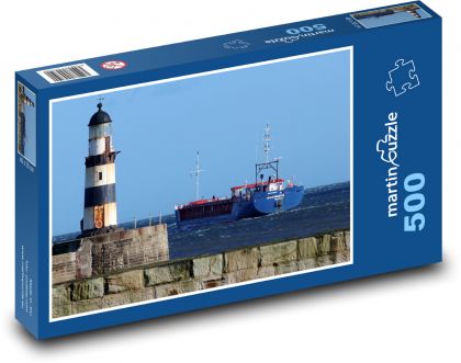 Lighthouse, ship, sea - Puzzle of 500 pieces, size 46x30 cm 