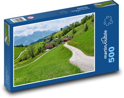 Alpská louka - Rakousko - Puzzle 500 dílků, rozměr 46x30 cm