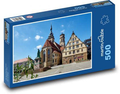 Stuttgart - Schillerplatz - Kostol - Puzzle 500 dielikov, rozmer 46x30 cm 