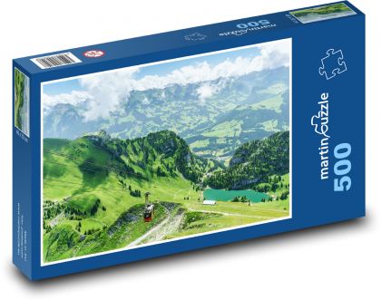 Alpy - lanovka, příroda - Puzzle 500 dílků, rozměr 46x30 cm