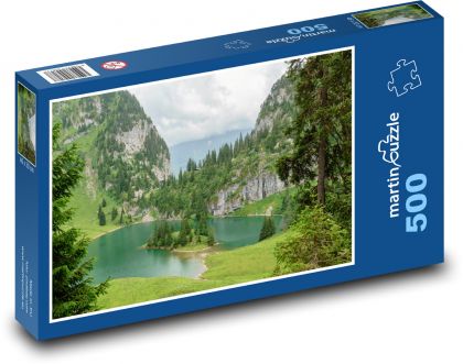 Górskie jezioro - Puzzle 500 elementów, rozmiar 46x30 cm