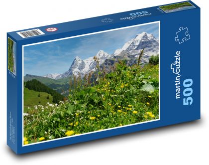 Příroda - květiny, hory - Puzzle 500 dílků, rozměr 46x30 cm