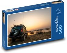 Biebrza - Auto am Fluss, Sonnenuntergang Puzzle 500 Teile - 46 x 30 cm