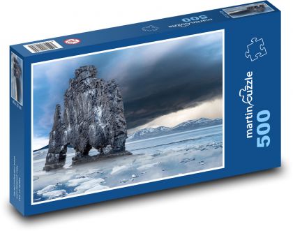 Skála v moři - příroda, led  - puzzle 500 dílků
