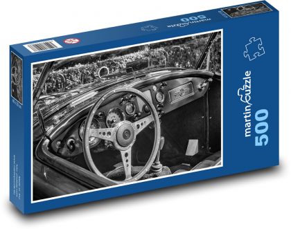 Retro auto - MG, volant - Puzzle 500 dílků, rozměr 46x30 cm