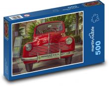 Červené auto - retro, automobil Puzzle 500 dílků - 46 x 30 cm