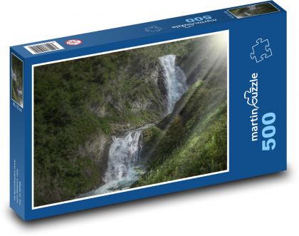 Waterfalls - light, landscape - Puzzle of 500 pieces, size 46x30 cm 