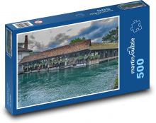 Thun - Švajčiarsko, most Puzzle 500 dielikov - 46 x 30 cm