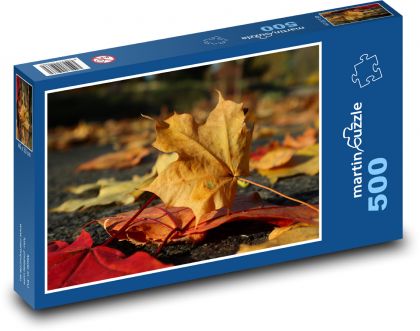 Jesień - suszone liście, przyroda - Puzzle 500 elementów, rozmiar 46x30 cm