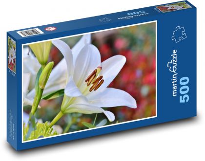 Biela ľalia - kvetina, záhrada - Puzzle 500 dielikov, rozmer 46x30 cm 
