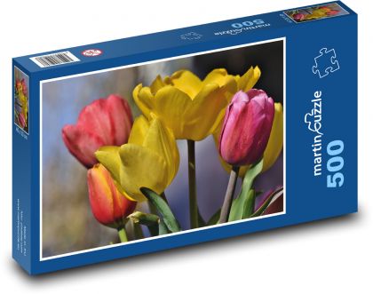 Žlté tulipány - jarné rastliny, kvety - Puzzle 500 dielikov, rozmer 46x30 cm 
