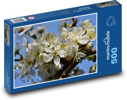 Slivkové kvety - kvitnúca vetva, slivka - Puzzle 500 dielikov, rozmer 46x30 cm 