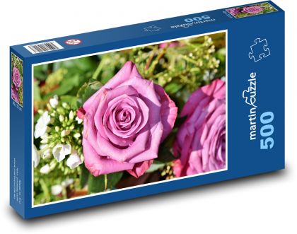 Růžový květ - růže, rostlina - Puzzle 500 dílků, rozměr 46x30 cm