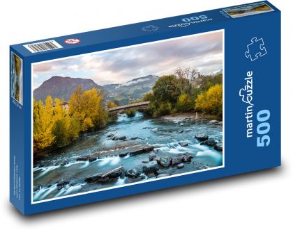 Fluss, Herbst, Brücke - Puzzle - 500 Teile