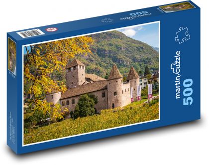 Bolzano - hrad, jeseň, vinice - Puzzle 500 dielikov, rozmer 46x30 cm 