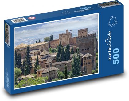 Španielsko, Andalúzia, Granada, Alhambra, pevnosť - Puzzle 500 dielikov, rozmer 46x30 cm 