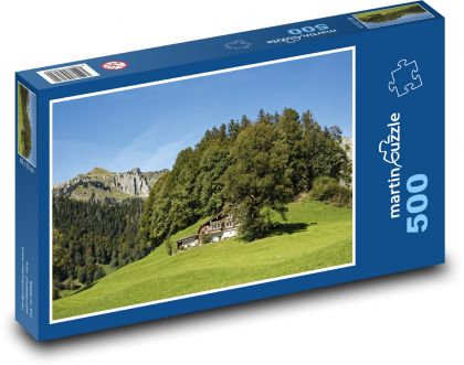 Švýcarsko - Alpy, krajina, příroda - Puzzle 500 dílků, rozměr 46x30 cm