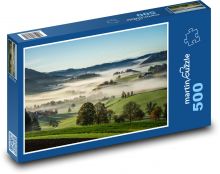 Mühlviertel - Rakousko, mlha na venkově Puzzle 500 - 46x30 cm