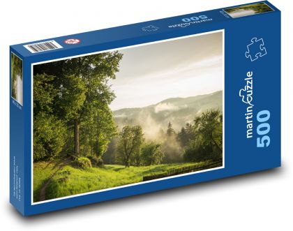 Dolní Rakousy - les v mlze, příroda - Puzzle 500 dílků, rozměr 46x30 cm
