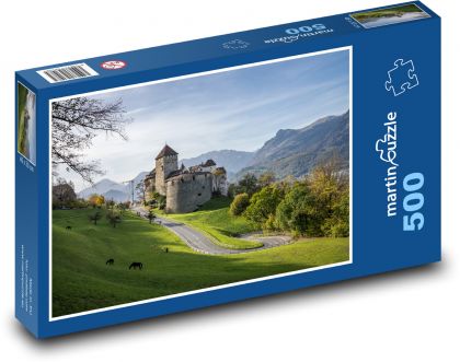 Hrad Vaduz - Alpy, příroda - puzzle 500 dílků