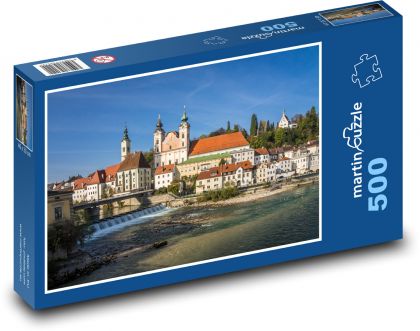 Steyr - Rakousko, řeka - Puzzle 500 dílků, rozměr 46x30 cm