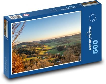 Mühlviertel - kopce, lesy - Puzzle 500 dielikov, rozmer 46x30 cm 