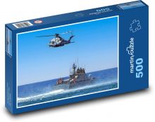 Helikopter - statek, morze Puzzle 500 elementów - 46x30 cm