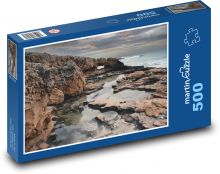 Skalnaté pobřeží - moře, vlny Puzzle 500 dílků - 46 x 30 cm