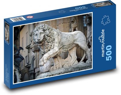 Statue of the Lion - Piazza Della Signoria, Italy - Puzzle of 500 pieces, size 46x30 cm 