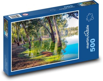 Jazero - stromy v lese, príroda - Puzzle 500 dielikov, rozmer 46x30 cm 