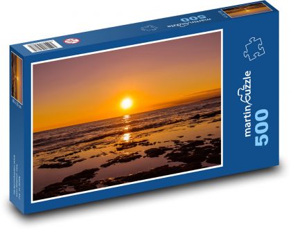 Západ slnka - pláž, more - Puzzle 500 dielikov, rozmer 46x30 cm 